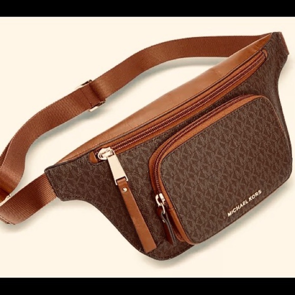 Michael Kors Double Zipper Signature Belt Bag